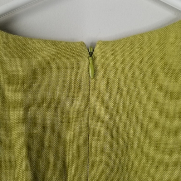 Vintage Talbots 100% Irish Linen Green Shift Knee Length Dress Sz 12 Sleeveless - Picture 10 of 16